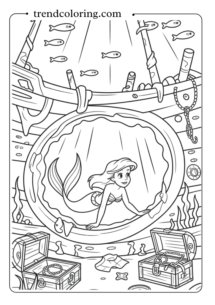 Ariel Exploring a Shipwreck