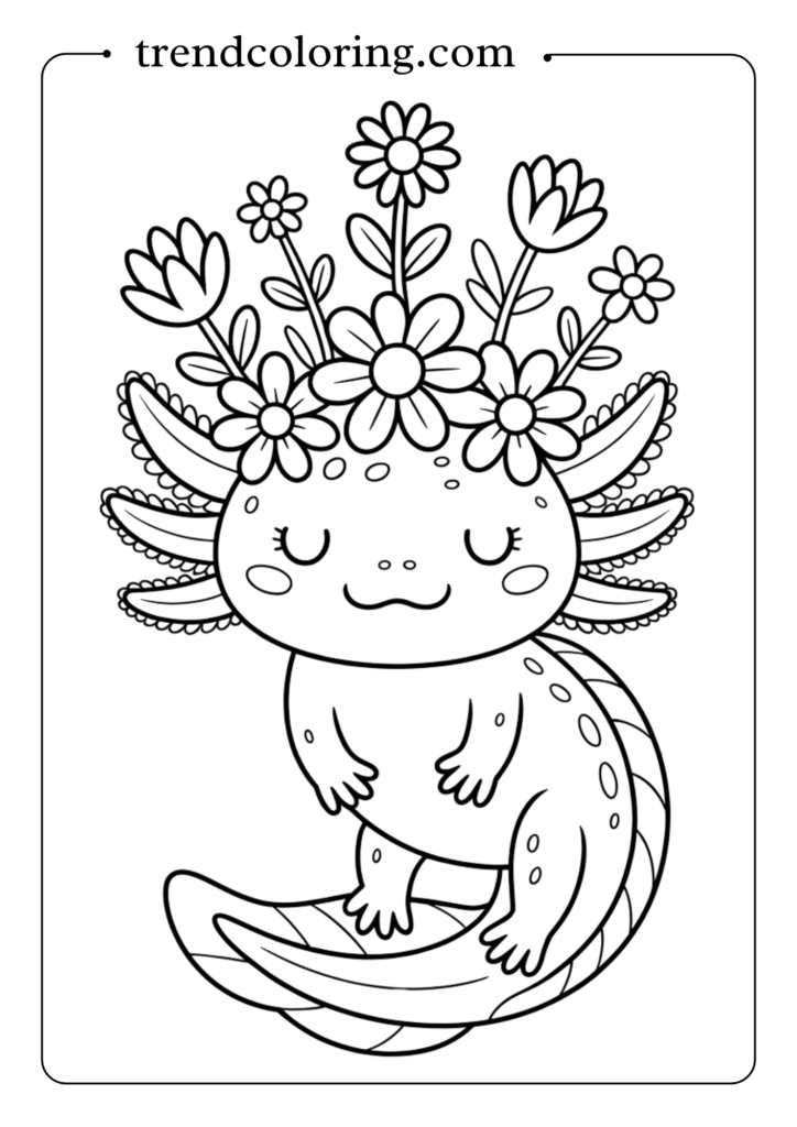 Axolotl in a Flower Crown