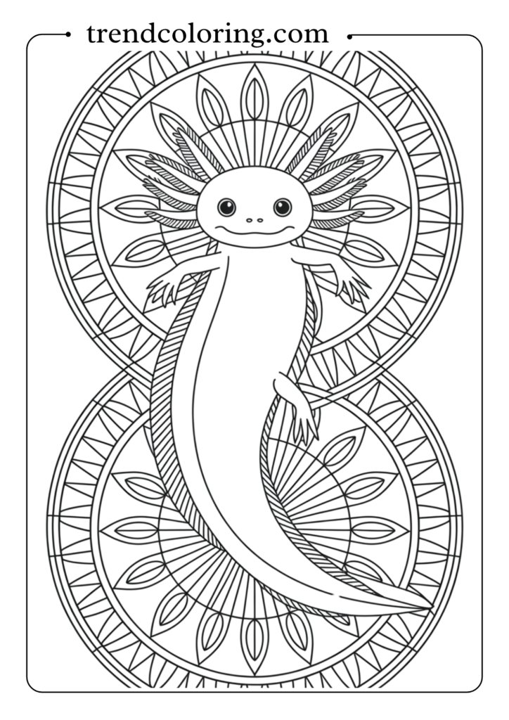 Axolotl with Geometric Mandala