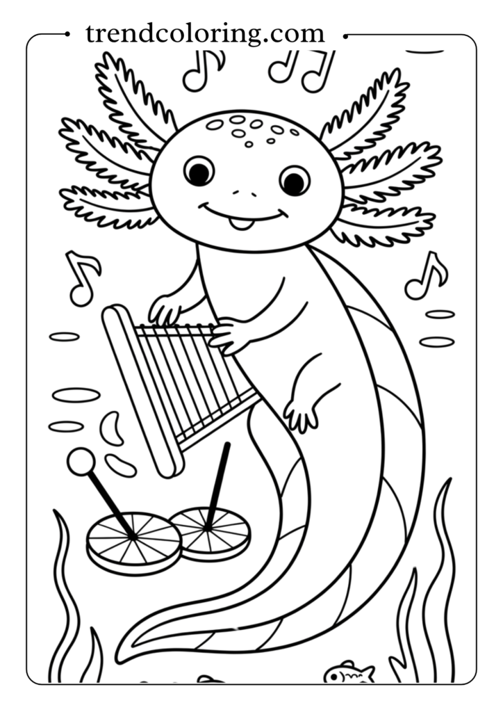 Axolotl with Musical Instruments