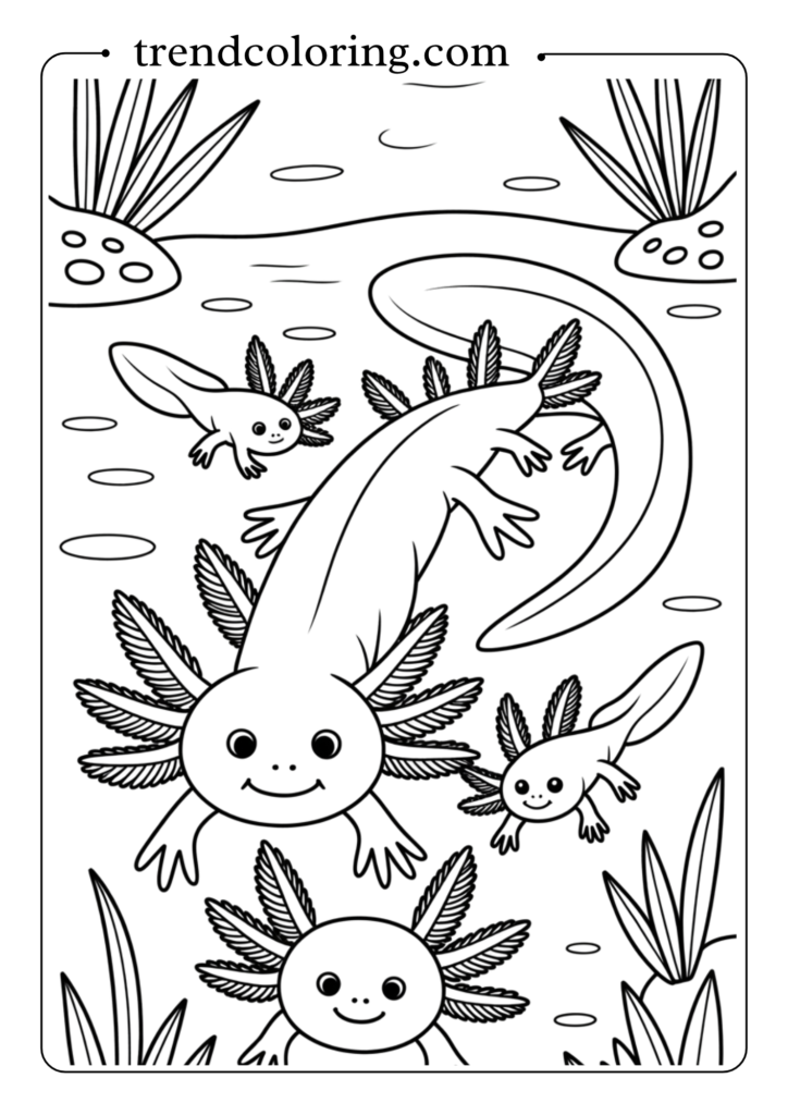 Baby Axolotl Family