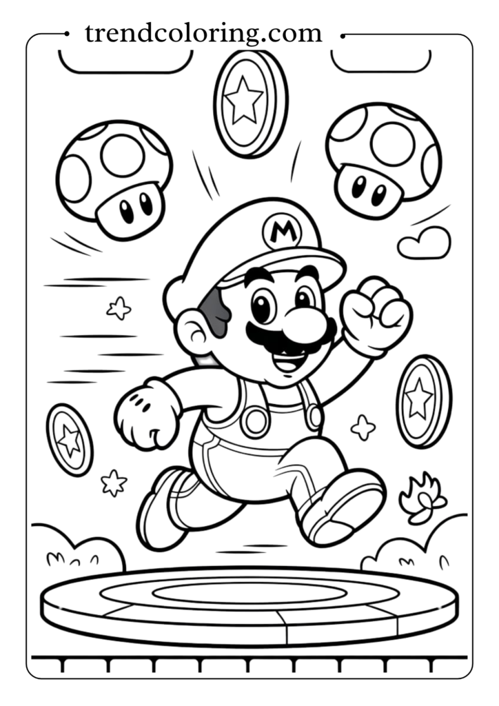 Mario Collecting Coins and Power-Ups