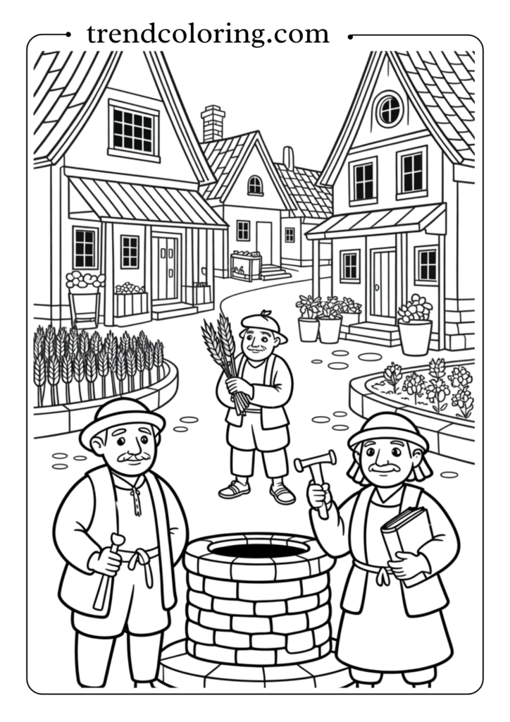 Village Scene with Villagers