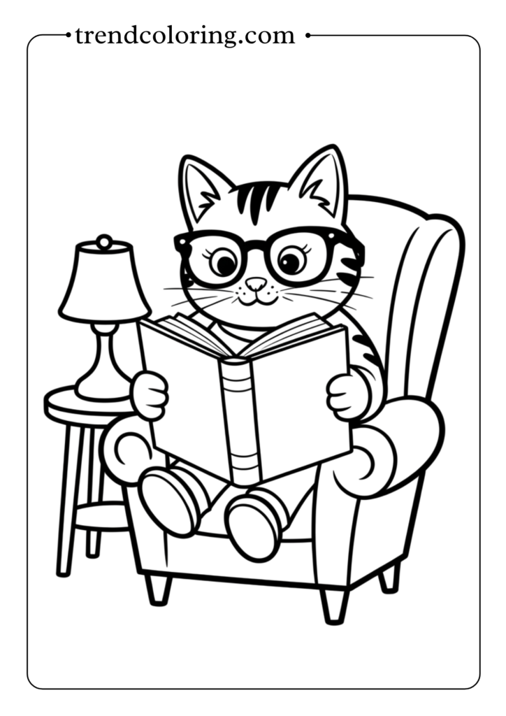 Cat Reading Book
