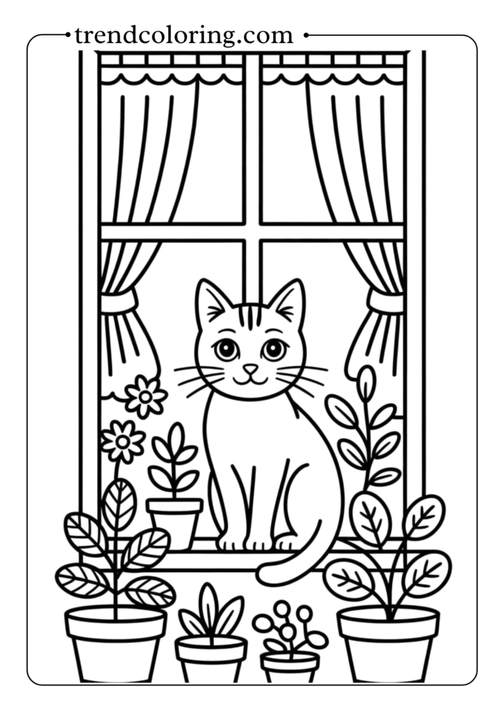 Cat in Window Garden