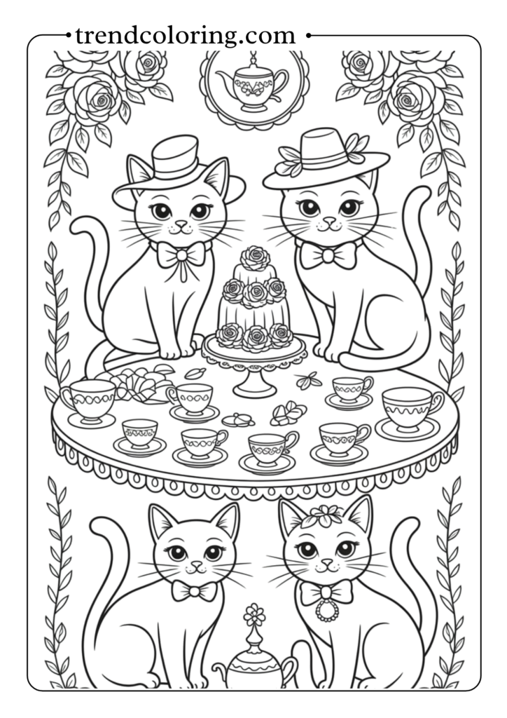 Garden Tea Party Cats