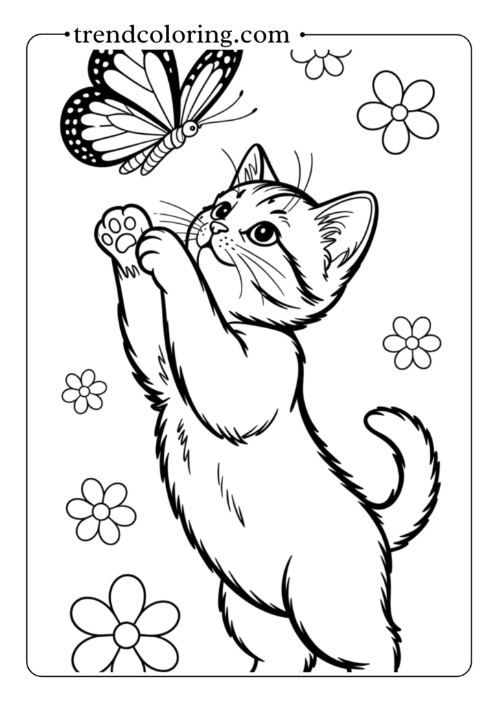 Playful Kitten with Butterfly